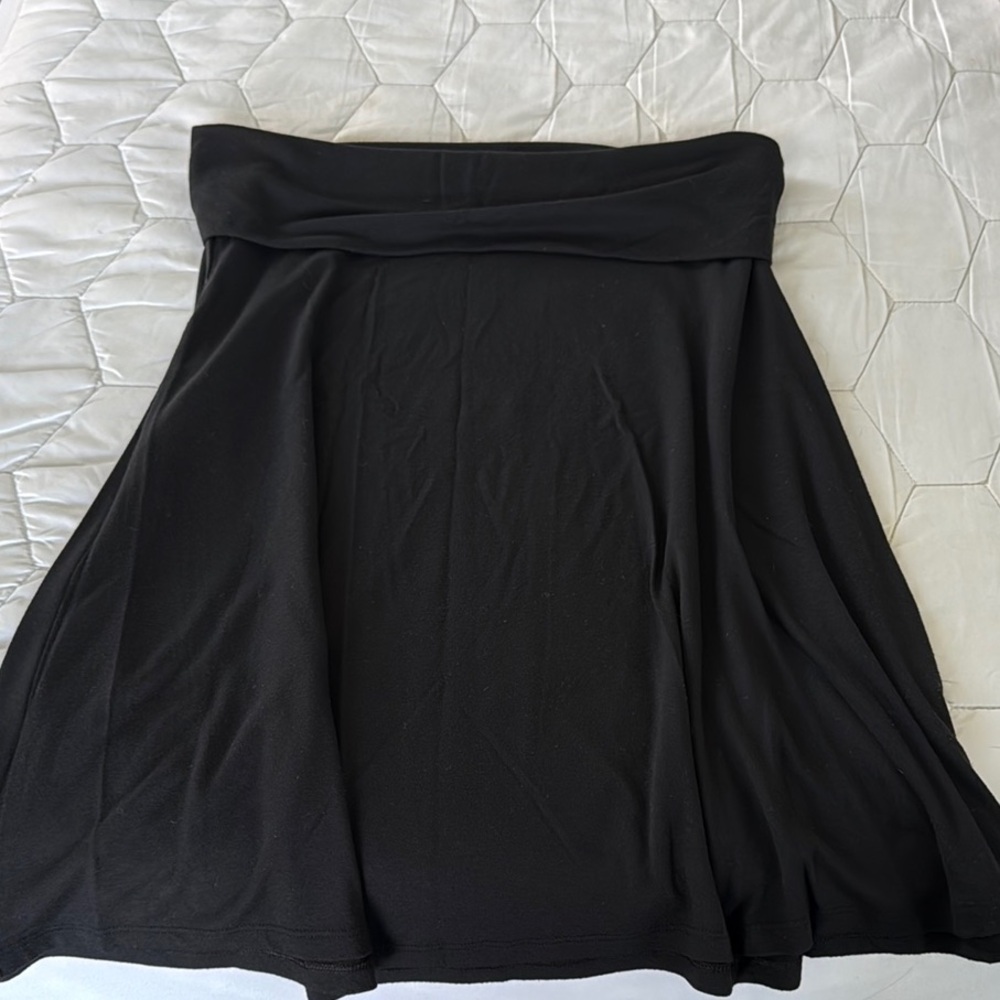 Fold-over Waist Black Women's Skirt